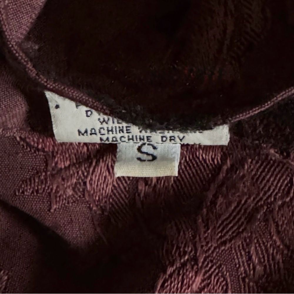 CP Shades Vintage Burgundy Floral Jacquard Button Blouse 3/4 Sleeve Oversized - Picture 7 of 10